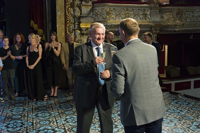 Lezsák Sándor, a darab forgatókönyv- és dalszövegírója, valamint Cseke Péter rendező